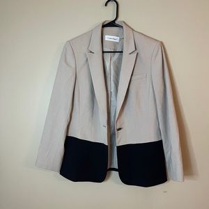 Calvin Klein Tan and Black Colorblock Blazer Size 6